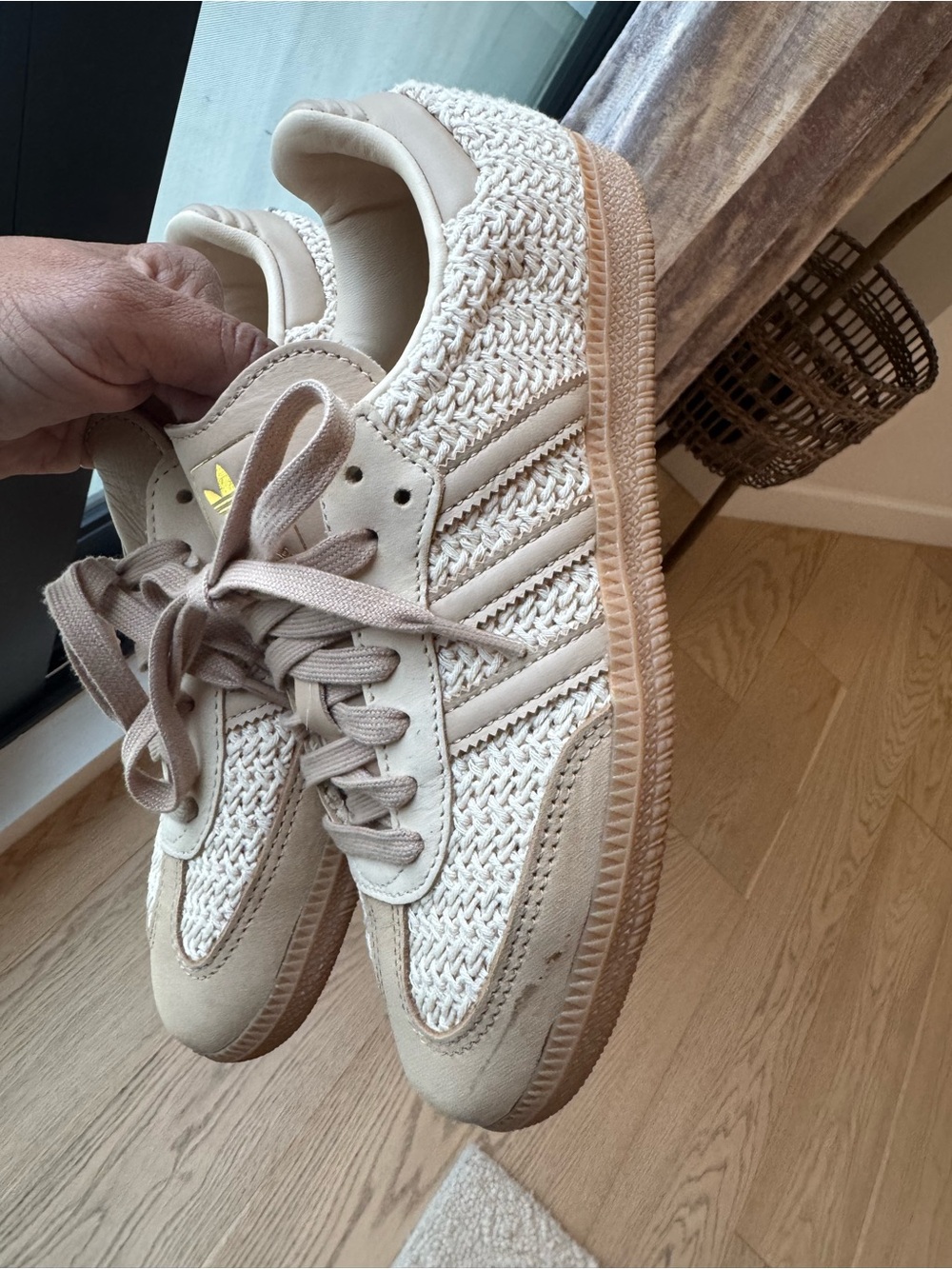 Adidas Women's Beige Woven Casual Sneakers size 6.5